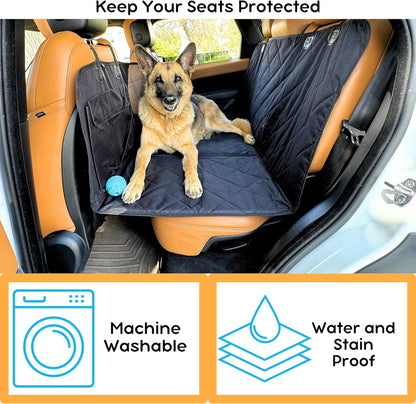 LuxeOrbit Car Seat Cover Waterproof Dog Car Seat Cover with Mesh Window and Storage Pockets Dogs Car Backseat Extender SUV Car Travel Bed