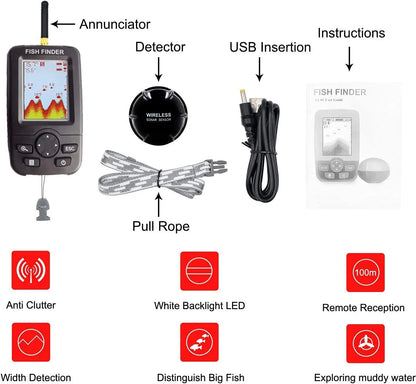 LuxeOrbit Wireless Sonar Fishing Alert Fish Finder Underwater Echo Sounder Fishing Detector Portable Fish Finder