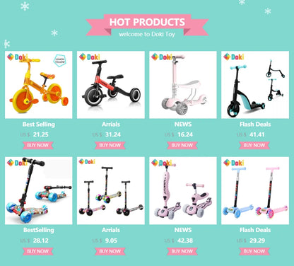 LuxeOrbit Toy Kids Balance Bike Ultralight Kids Riding Bicycle for 1- 5 Years Baby Walker Scooter Auxiliary wheel No-Pedal Learn