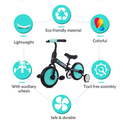 LuxeOrbit Toy Kids Balance Bike Ultralight Kids Riding Bicycle for 1- 5 Years Baby Walker Scooter Auxiliary wheel No-Pedal Learn