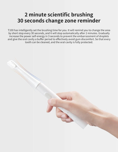 LuxeOrbit Xiaomi Mijia T100 Sonic Electric Toothbrush Mi Smart Tooth Brush Colorful USB Rechargeable IPX7 Waterproof For Toothbrushes head