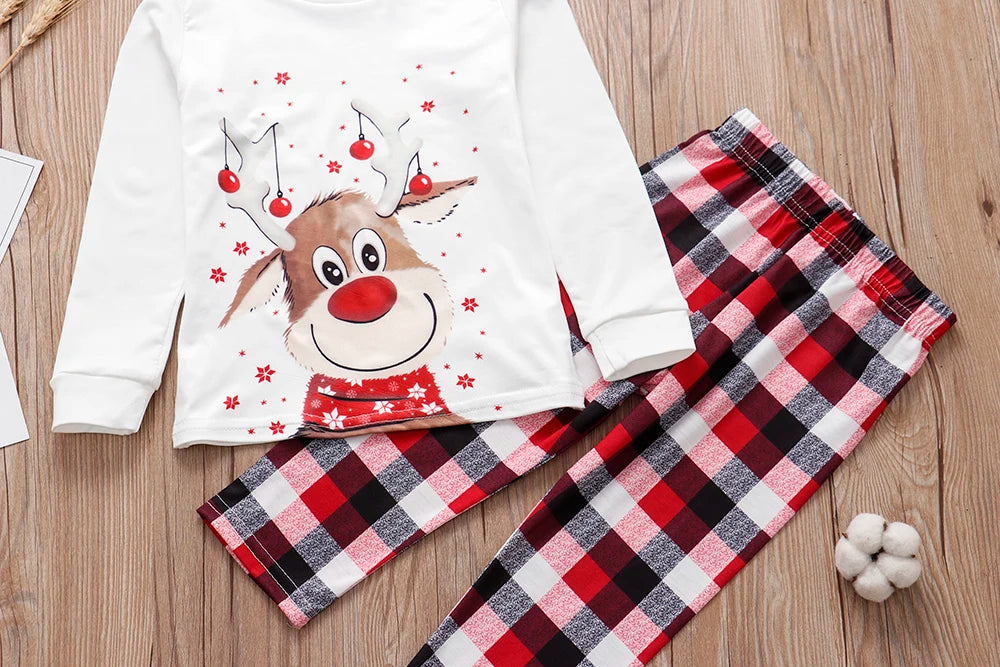 LuxeOrbit Xmas Family Matching Pajamas Set Cute Deer Adult Kid Baby Family Matching Outfits 2022 Christmas Family Pj's Dog Clothes Scarf