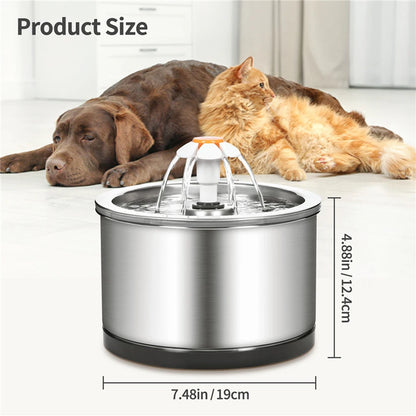 LuxeOrbit 2L Automatic Drinking Fountain With Fountain Filter Drink Fountain Pet Stainless Steel Drinking Fountain Cat Dog Water Supplies