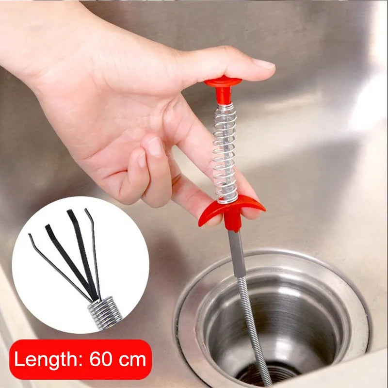 LuxeOrbit 160cm Metal Wire Drain Snake Spring Pipe Dredging Unblocker Drain Clog Tool For Kitchen Sink Bathroom Tub Toilet Spring Pipe