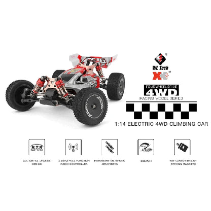 LuxeOrbit 144010 And 144001 RC Cars  2.4G 4WD Remote Control Car 75 KM/H High Speed Metal Chassis Electric Racing for Children Gift