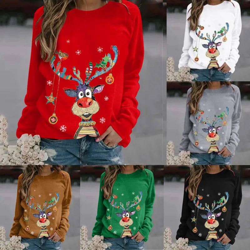 LuxeOrbit 3D Funny Christmas printing Ugly Christmas Sweater Jumper Men Women Autumn Winter Clothing Tops Crew Neck Christmas gift