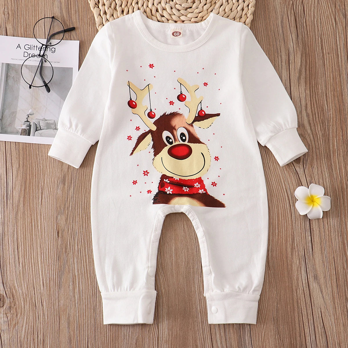 LuxeOrbit Xmas Family Matching Pajamas Set Cute Deer Adult Kid Baby Family Matching Outfits 2022 Christmas Family Pj's Dog Clothes Scarf