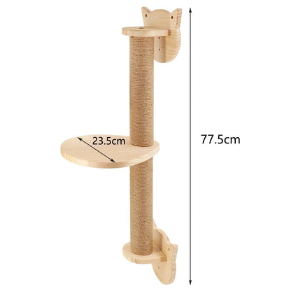 LuxeOrbit Cat Climbing Tree Wall Mounted Wooden Cat Shelves Jumping Furniture Cat Scratching Post Hammock Stairs Playing Climbing Frame