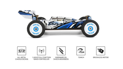 LuxeOrbit 124008 60KM/H RC Car With 3S Battery Professional Racing Car 4WD Brushless Electric Remote Control Cars Children's Toys