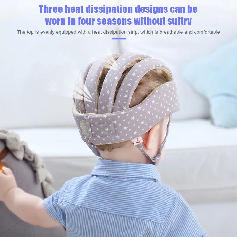 LuxeOrbit Baby Helmet Safety Cap For Babies Boys Girls Summer Breathable Cotton Mesh Hat Children Crawl Walk Playing Infant Anti Collision