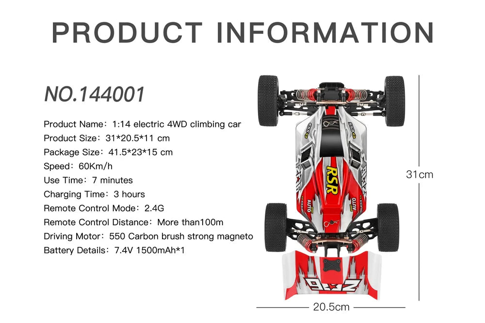 LuxeOrbit 1/14 144010 144001 RC Car High Speed Racing Vehicle 4WD Off-Road 2.4G Remote Control Drifting Crawler Toys for Children