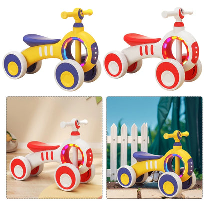 LuxeOrbit 4 Wheel Kids Balance Bike Funny Toddler Training Bicycle Safe No Pedal Bike Wheel No Pedal Training Bicycle Gifts for Kids