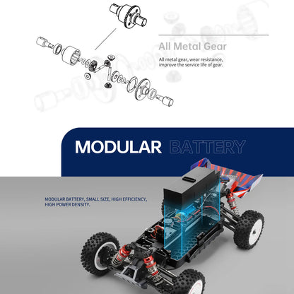 LuxeOrbit WLtoys 124008 Remote Control Car 1/12 2.4GHz 60KM/H High Speed Off Road Car Brushless 4WD Vehicle 11.1V 1300mAh Gifts for Kids