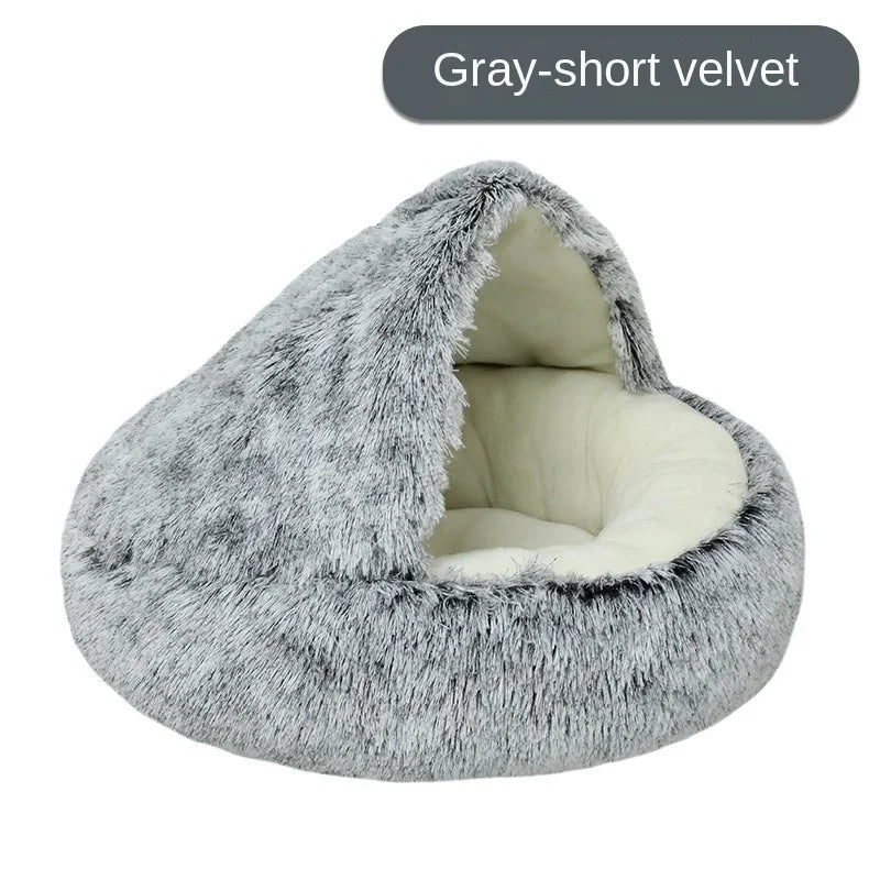 LuxeOrbit Winter Warm Shell Semi-Closed Cat Nest Pet Cat Bed Semi-Surrounded Kennel Dog Bed Closed Cat Nest