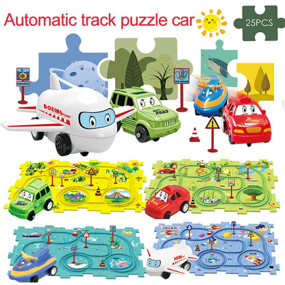 LuxeOrbit Puzzel Toy Set Rail Car DIY Assemble Jigsaw Flexible Railway Track Parent-child Interaction Toy Electric Car Puzzle Toys Gifts