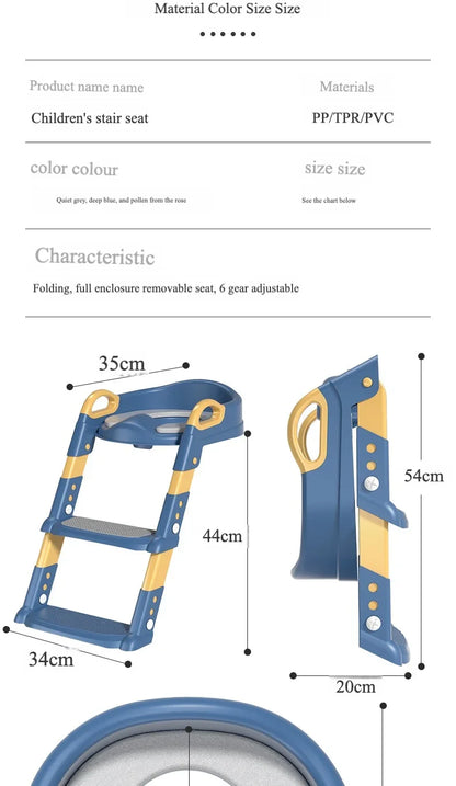 LuxeOrbit New Stepped Children's  Boy Girl Toilet Foldable Foot Stool Multi-functional Toilet Baby Toilet Training Potty Ladder for Kids