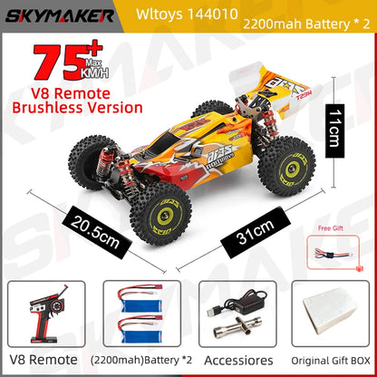 LuxeOrbit 144010 V8 RC Car Brushless 1:14 75Km/H High Speed Metal 4WD Drive Off-Road 2.4G Transmitter 1/14 RC Racing Car  VS 144010