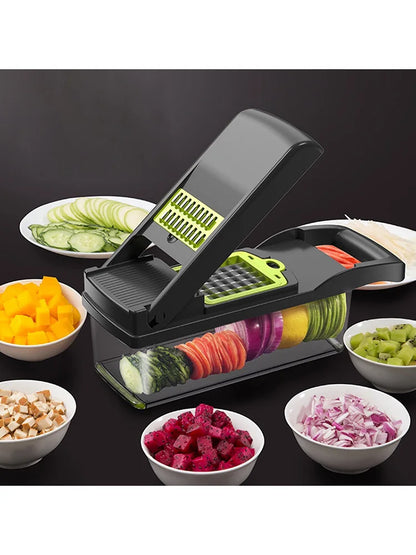 LuxeOrbit 14/16 in 1 Multifunctional Vegetable Chopper Cutting Artifact Vegetable Slicer Diced Food Handle Grate Chopper Kitchen