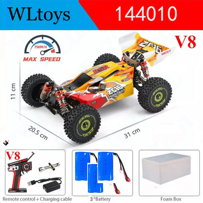 LuxeOrbit 144010 And 144001 RC Cars  2.4G 4WD Remote Control Car 75 KM/H High Speed Metal Chassis Electric Racing for Children Gift