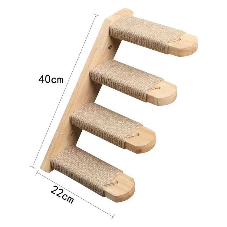 LuxeOrbit 1Pc Wall Mounted Cat Furniture Wooden Cat Shelves Perches For Wall Cat Steps Ladder Bed Activity Tree Climbing Structure Modern