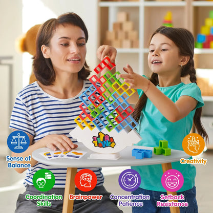 LuxeOrbit HOT Stacking Blocks Tetra Tower Balance Game Stacking Building Blocks Puzzle Board Assembly Bricks Educational Toys for Children