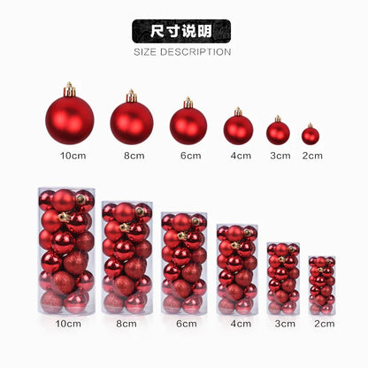 LuxeOrbit 24/pcs 8CM Christmas Ball Ornaments Set Painted Plastics Christmas Tree Pendant Decoration Christmas Decoration Accessories