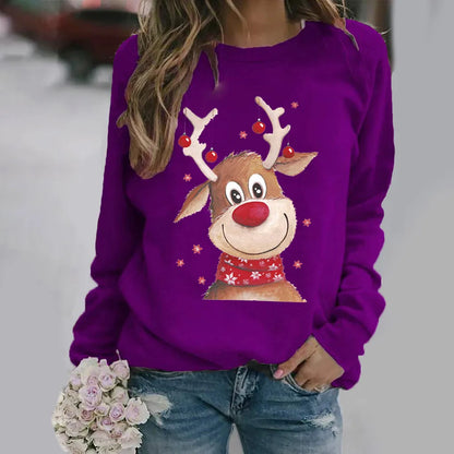 LuxeOrbit Christmas Sweatshirts Reindeer Pattern 3D Print Women Streetwear Casual Long Sleeve Hoodies Y2k Pullovers Tops Female Clothing