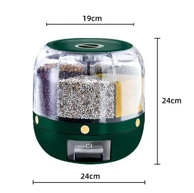 LuxeOrbit 1PC Rice and Grain Storage Box 360° Rotating Dispenser Moisture Resistant Sealed Container For Grain Pet Food Kitchen Products