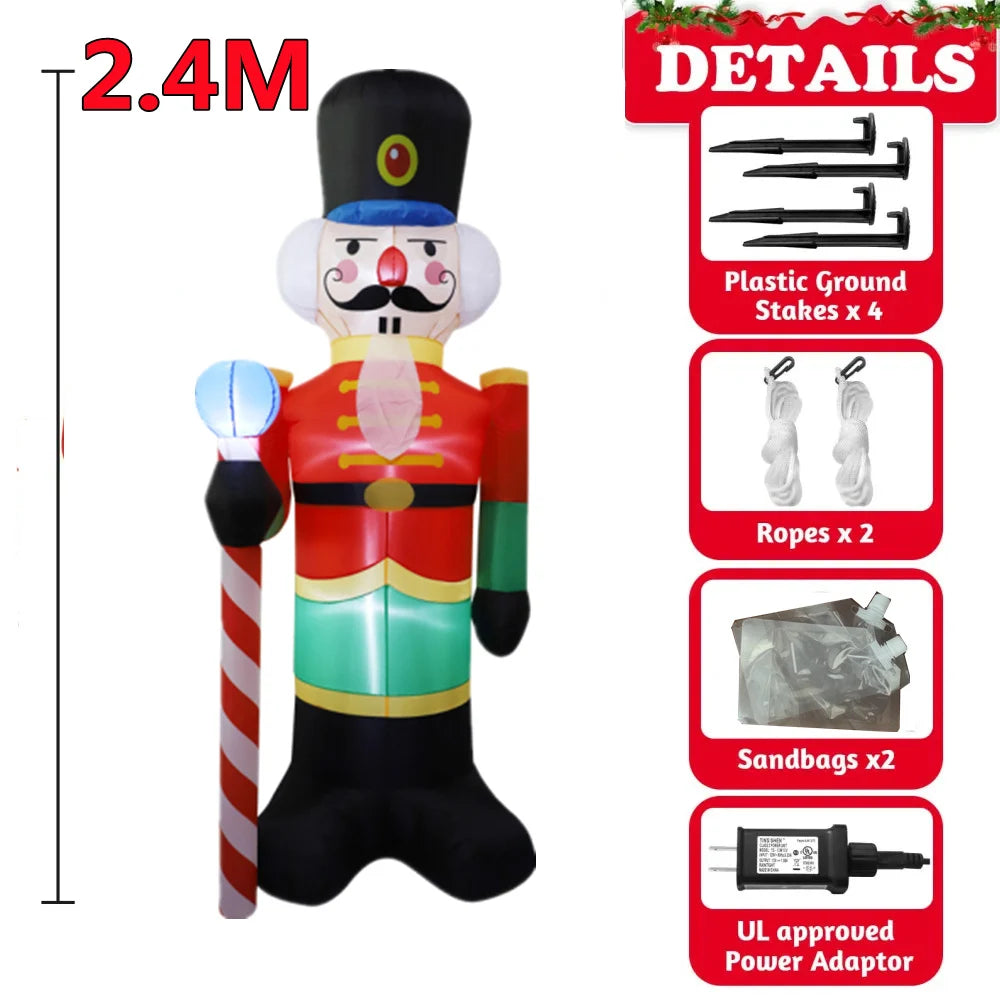 LuxeOrbit Inflatable Nutcracker Soldier built-in LED Light Outdoors Christmas Decorations for Indoor Home Yard Garden Xmas Decoratio