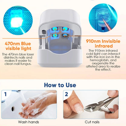 LuxeOrbit Nail Fungus Treatment Laser Device for Cleaning Onychomycosis USB Charge Anti Fungal Repair Damaged Discolored Thick Fingernails