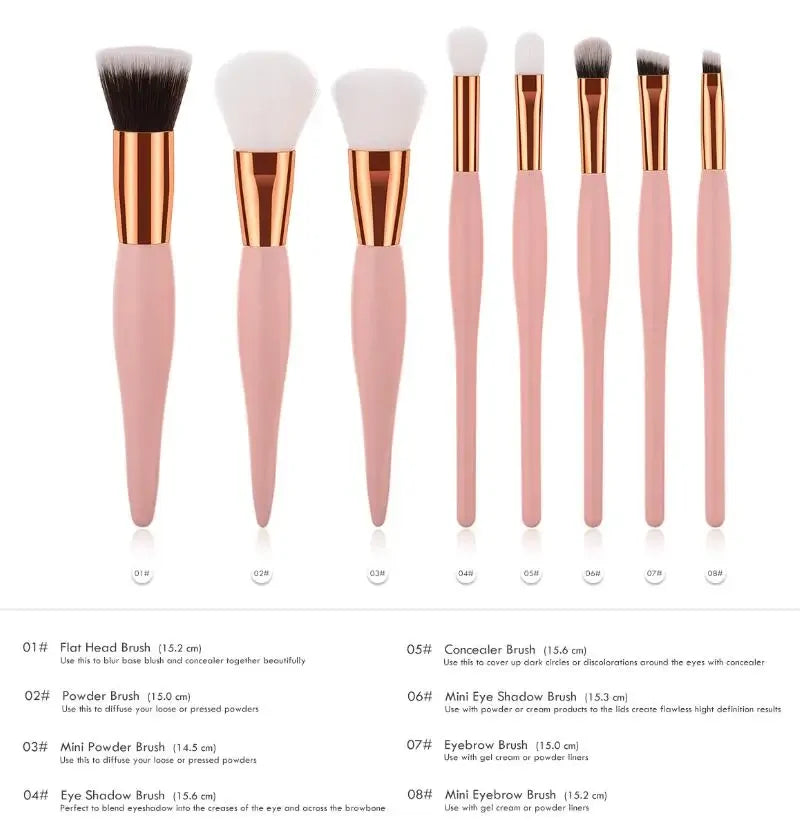 8Pcs/Set  Eye Shadow Makeup Brushes Foundation Powder Blush Cosmetics Full Professional Make Up Brush Tool