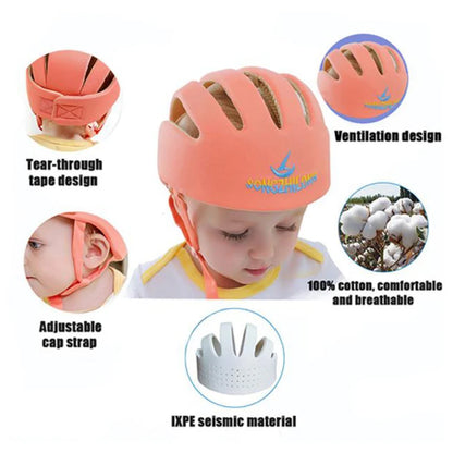 LuxeOrbit Baby Helmet Safety Cap For Babies Boys Girls Summer Breathable Cotton Mesh Hat Children Crawl Walk Playing Infant Anti Collision