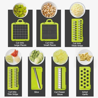 LuxeOrbit 14/16 in 1 Multifunctional Vegetable Chopper Handle Food Grate Food Chopper Vegetable Slicer Dicer Cut Kitchen Items cocina