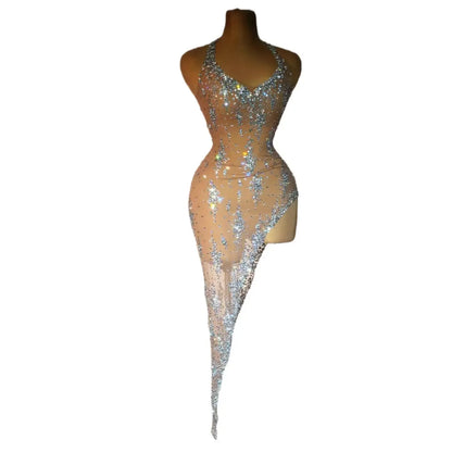 LuxeOrbit Sexy Luxury Sleeveless Rhinestones Evening Dress New Fashion Female Formal Banquet Party Prom Gowns robes de soirée Xinghe