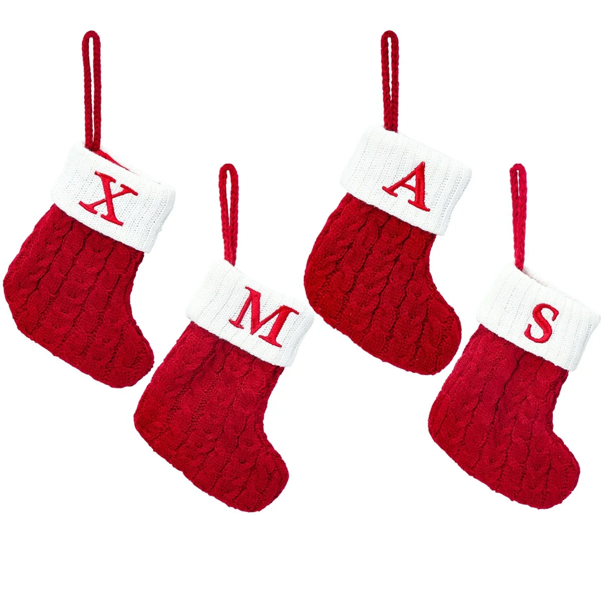 LuxeOrbit Xmas 2024 Decor Christmas Socks Knitting Snowflake Letter Stocking Christmas Tree Decoration Home 2025 New Year Ornament Gift