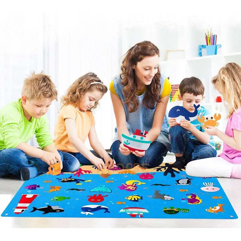 LuxeOrbit Felt Board Stories Set Montessori Ocean Farm Insect  Animal Family Interactive Preschool Early Learning Toddlers Toys for Child