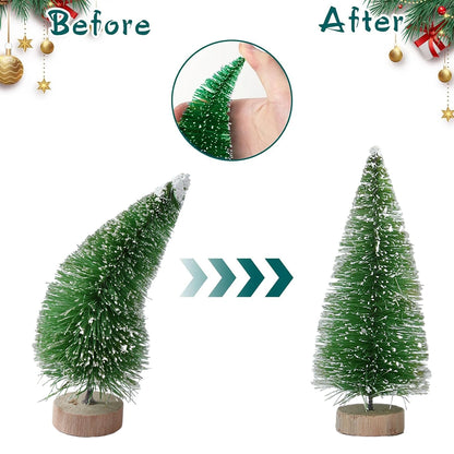 LuxeOrbit Artificial Mini Wooden Christmas Tree Blue Green White Gold Tower Pine Small Sisal Christmas Tree Tabletop Ornament Decor