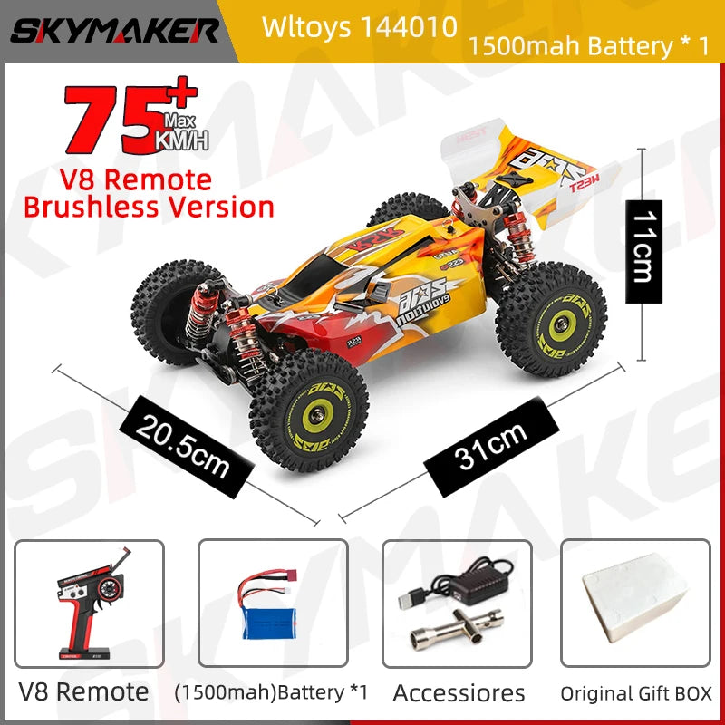 LuxeOrbit 144010 V8 RC Car Brushless 1:14 75Km/H High Speed Metal 4WD Drive Off-Road 2.4G Transmitter 1/14 RC Racing Car  VS 144010