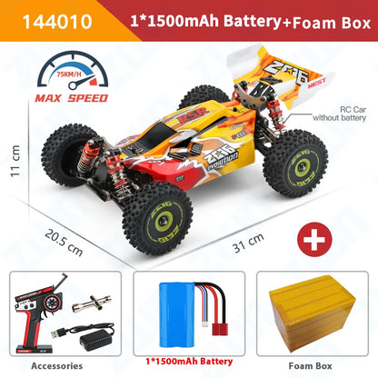 LuxeOrbit 144010 144001 75KM/H 2.4G RC Car Brushless 4WD Electric High Speed Off-Road Remote Control Drift Toys for Children Racing