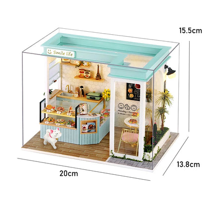 LuxeOrbit DIY 3D Puzzles Wooden Toy Miniature Dollhouse Handmade Doll House Model Building Kits Coffee House Toys For Children Gifts