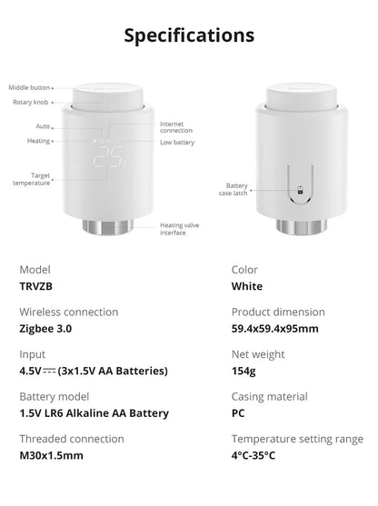 LuxeOrbit Zigbee TRVZB Thermostatic Radiator Valve TRVZB Smart Temperature Control Work With Alexa Google Smartthings ZHA MQTT