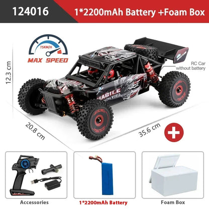 LuxeOrbit 124017 75KM/H 4WD RC Car Professional Monster Truck High Speed Drift Racing Remote Control Cars Children's Toys for Boys