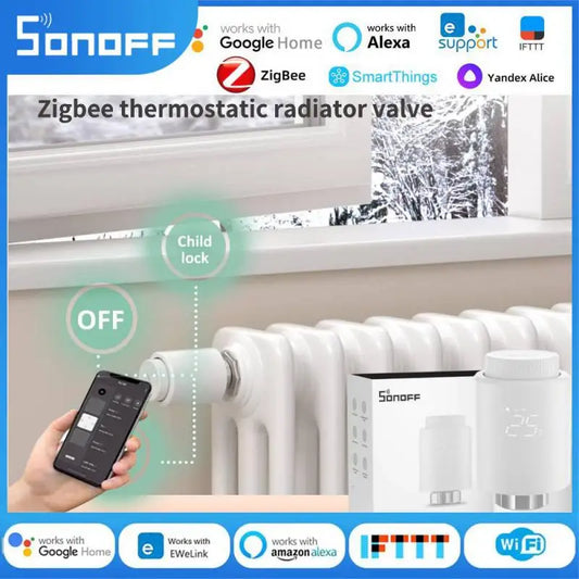 LuxeOrbit 1/6 SONOFF TRVs Quiet Zigbee Thermostatic Radiator Valve TRVZB Smart TRV Home Temperature Control System Alexa ZHA MQTT Ewelink