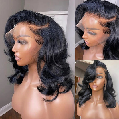 Brazilian Body Wave Short Bob Wig 13x4 Lace Front Human Hair Wigs for Women Pre Plucked 4x4 Closure Wig Transparent Virgin Remy