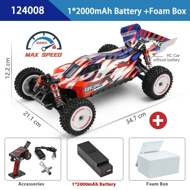 LuxeOrbit 124017 75KM/H 4WD RC Car Professional Monster Truck High Speed Drift Racing Remote Control Cars Children's Toys for Boys