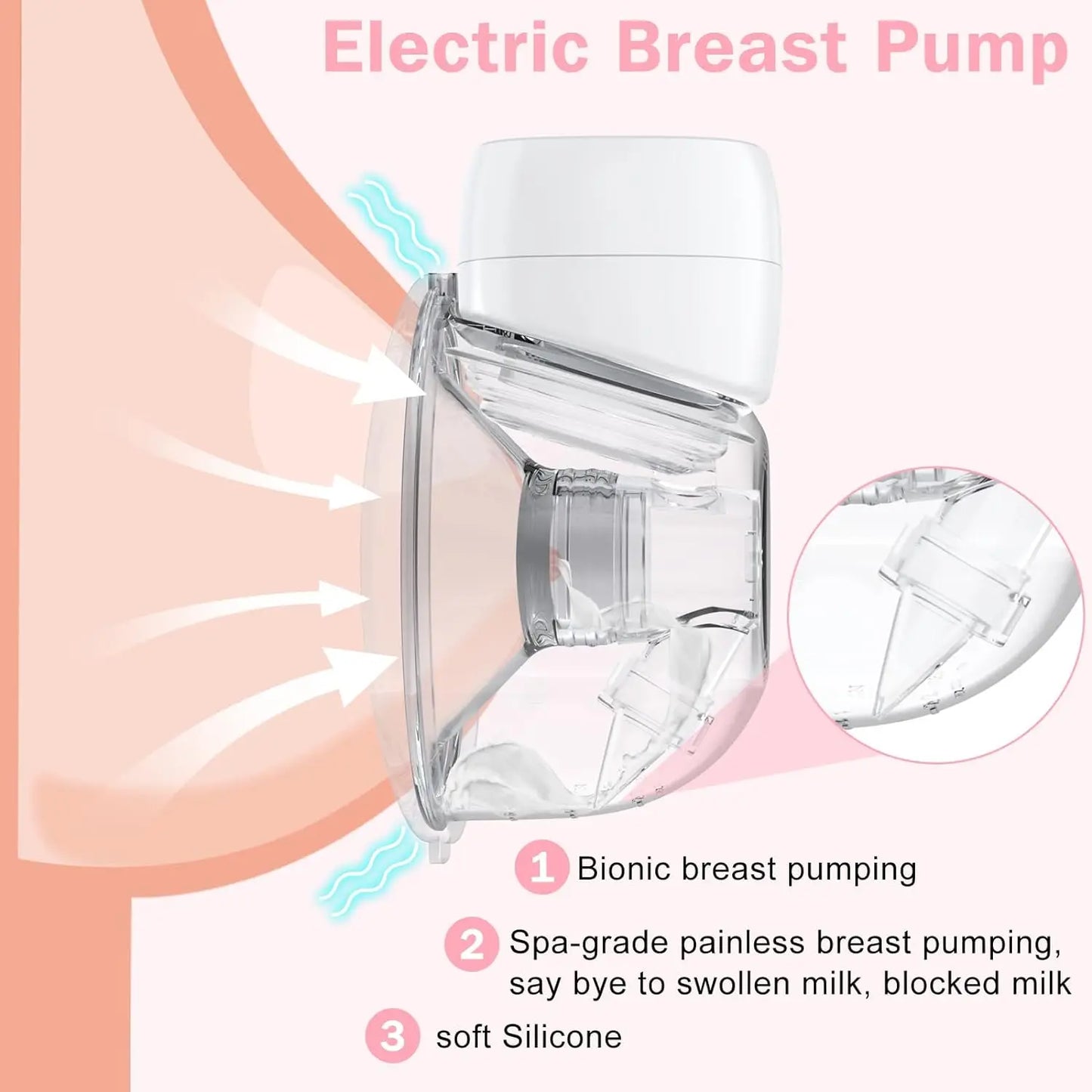 LuxeOrbit Wearable Electric Breast Pump Handsfree BPA Free Low Noise Powerful Suction 3 Mode &9Levels Portable Electric Breastfeeding Pump