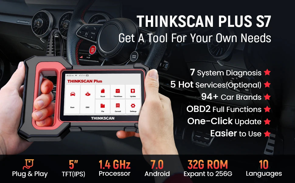 LuxeOrbit  Thinkscan Plus S7 S6 S4 Obd2 Scanner Best Car Diagnostic Tools Automotivo Scanner DIY Auto Diagnosis Tool Code Reader