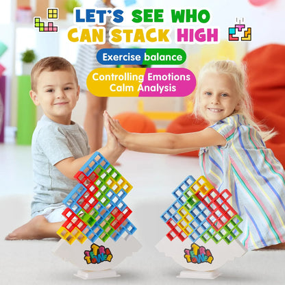 LuxeOrbit HOT Stacking Blocks Tetra Tower Balance Game Stacking Building Blocks Puzzle Board Assembly Bricks Educational Toys for Children