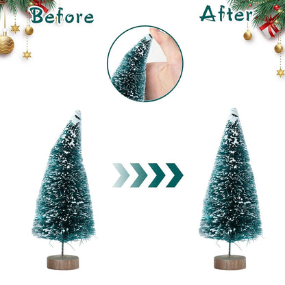 LuxeOrbit Artificial Mini Wooden Christmas Tree Blue Green White Gold Tower Pine Small Sisal Christmas Tree Tabletop Ornament Decor