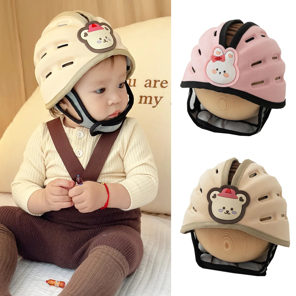 LuxeOrbit Cute Toddler Head Protector Baby Safety Products Infant Helmet Learn to Walk Bear Bunny Kids Safety Helmet for Play Cycling